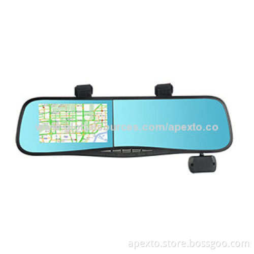 Rear-view mirror car DVR, 4.3-inch Full HD 720P, H.264, MOV Out, support G-sensor, motion detection